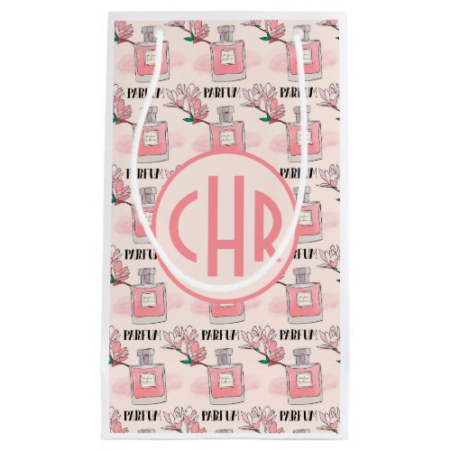 Cute Pink Perfumes  Parfum  Floral  Monogram Small Gift Bag