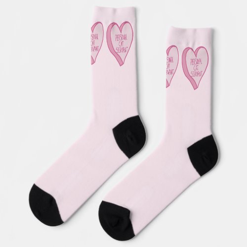 Cute Pink Personal Cat Servant Love Heart Socks