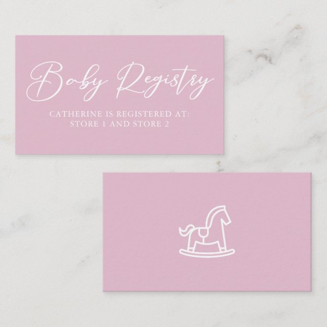 Cute Pink Personalized Baby Registry Enclosure Card (Front/Back)