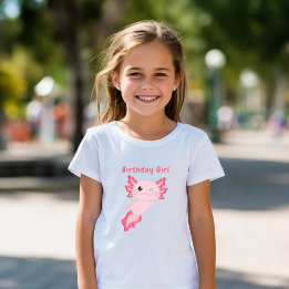 Cute pink personalized birthday girl axolotl T-Shirt