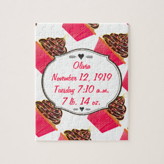 Cute Pink Personalized Cupcake Sprinkles Jigsaw Puzzle