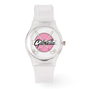 Cute Pink Personalized Golf Clubs Monogram Watch