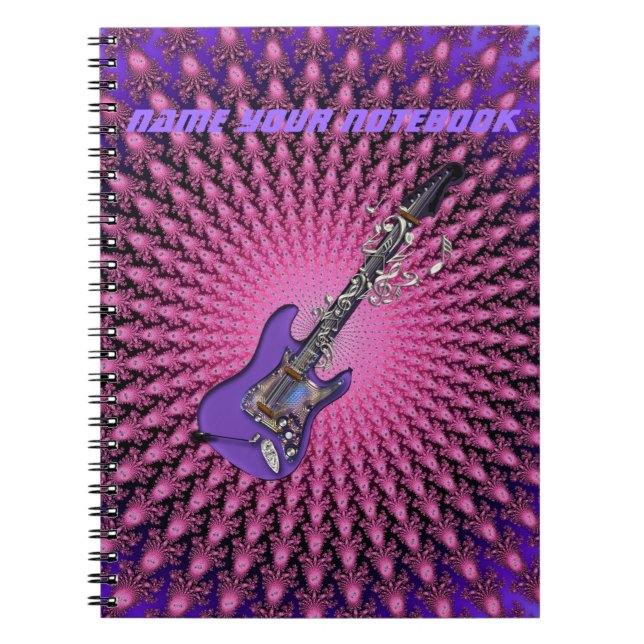 Cute Pink Personalized Guitar Music Notebook (Front)