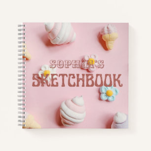 Cute Pink Personalized Kid Sketchbook Notebook