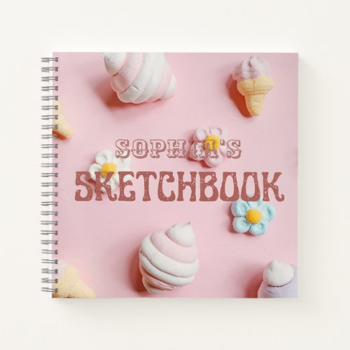 Cute Pink Personalized Kid Sketchbook  Notebook