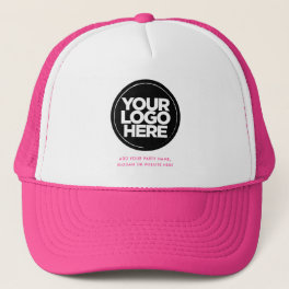 Cute Pink Personalized Logo and Text Baseball Trucker Hat