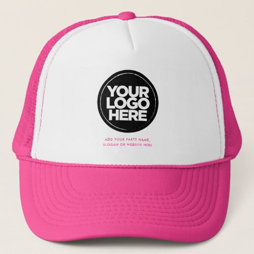 Cute Pink  Personalized Logo and Text Baseball Trucker Hat