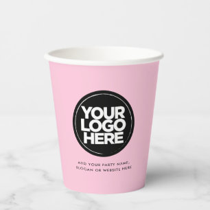Cute Pink Personalized Logo and Text Paper Cups