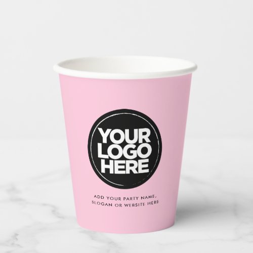 Cute Pink  Personalized Logo and Text Paper Cups