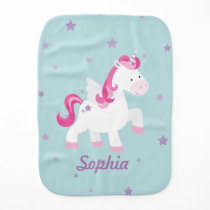 Cute Pink Personalized Magical Unicorn Burp Cloth Cute Pink Personalized Magical Unicorn Burp Cloth