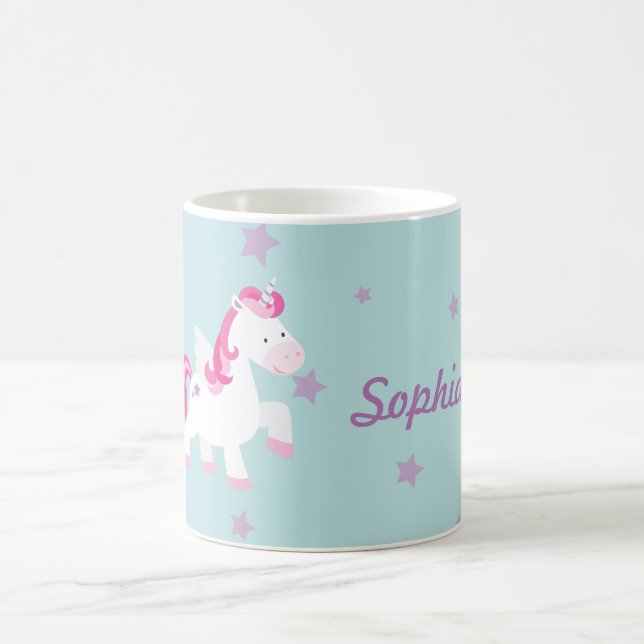 Cute Pink Personalized Magical Unicorn Mug (Center)