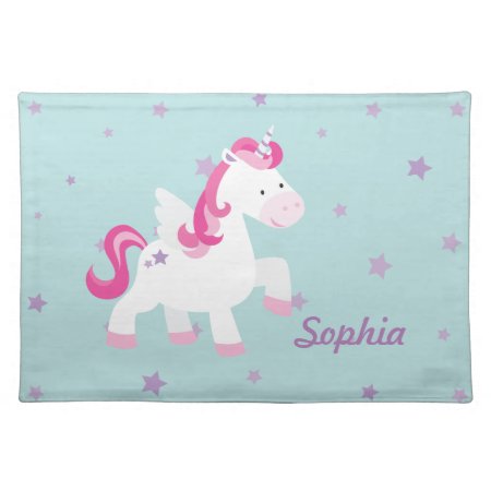 Cute Pink Personalized Magical Unicorn Placemat