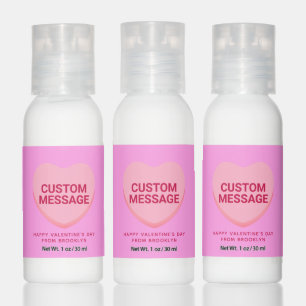 Cute pink personalized message conversation heart hand lotion