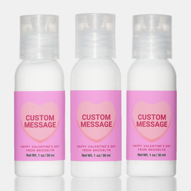 Cute pink personalized message conversation heart  hand lotion (Set)