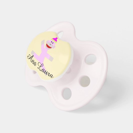 Cute Pink personalized monkey pacifier (Front Right)
