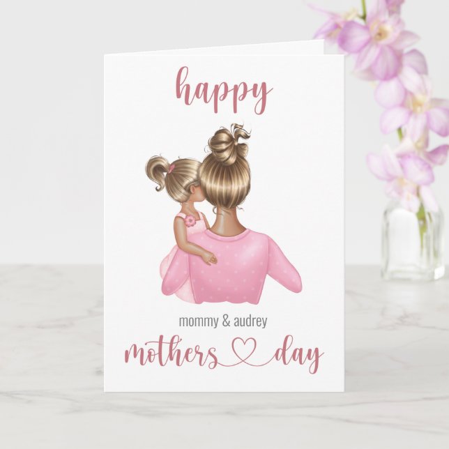 Cute Pink Personalized Mothers Day Card (Orchid)