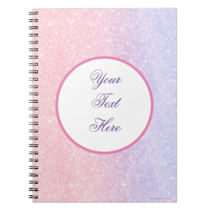 Cute Pink Personalized Name Glitter Notebook
