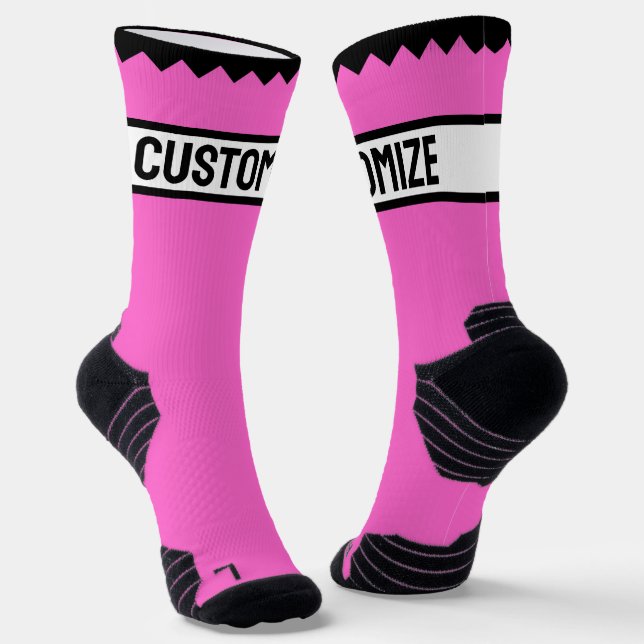 Cute Pink Personalized Name or Text Customizable Socks (Angled)