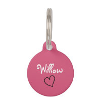 Cute Pink Personalized Pet Tag with Heart