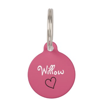 Cute Pink Personalized Pet Tag With Heart by theburlapfrog at Zazzle