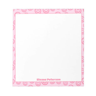 Cute Pink Personalized Preppy Notepad