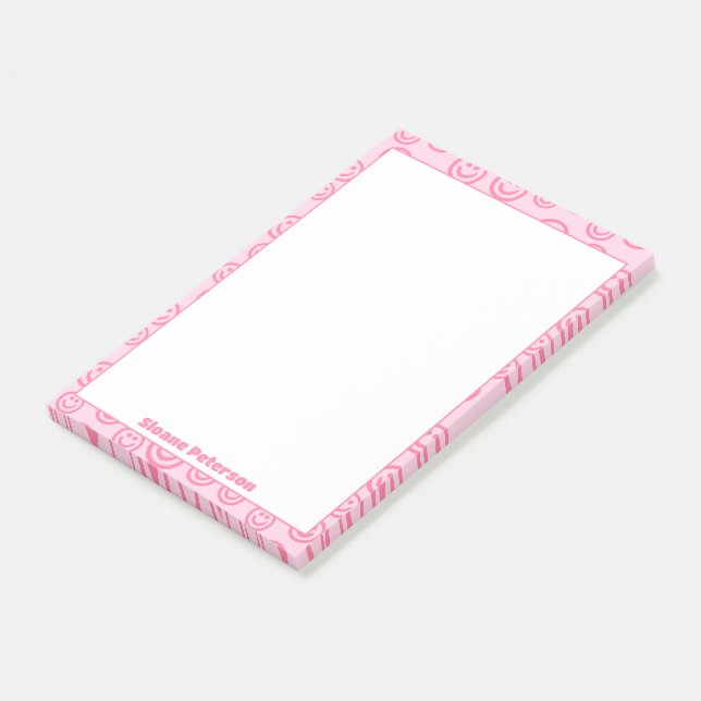 Cute Pink Personalized Preppy Post-it Notes (Angled)