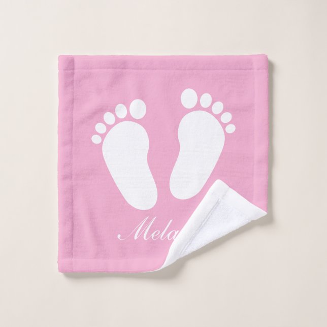Cute pink personalized wash cloth with baby name (Wash Cloth)