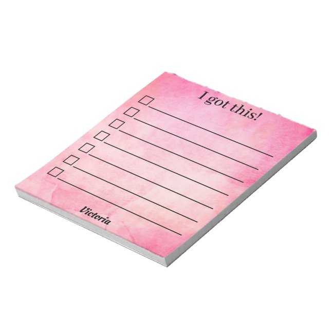 Cute Pink Personalized Your Name Notepad (Rotated)