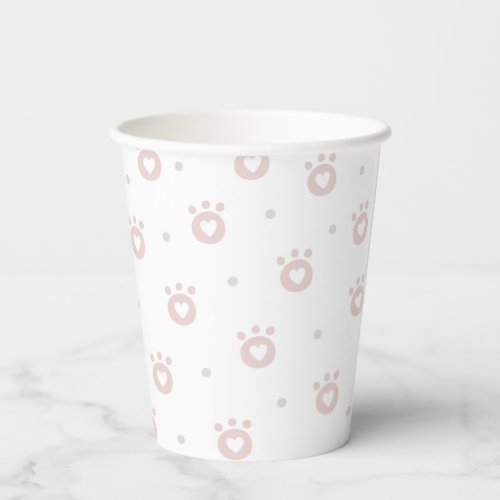 Cute Pink Pet Paws Pattern  Paper Cups