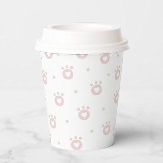 Cute Pink Pet Paws Pattern  Paper Cups