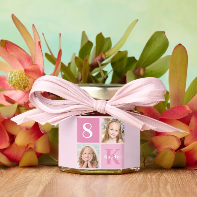 Cute Pink Photo Girls Birthday Party Custom Honey Jar Favors (Insitu (Wedding))