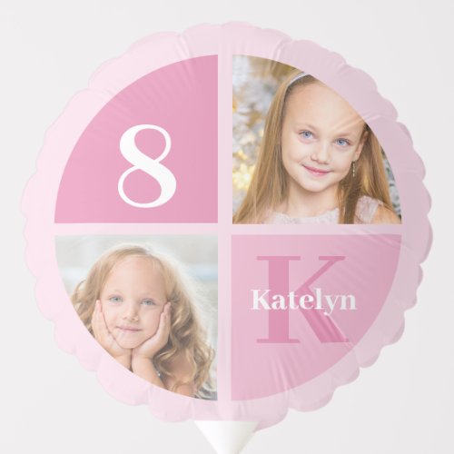 Cute Pink Photo Personalized Birthday Girl Party Balloon