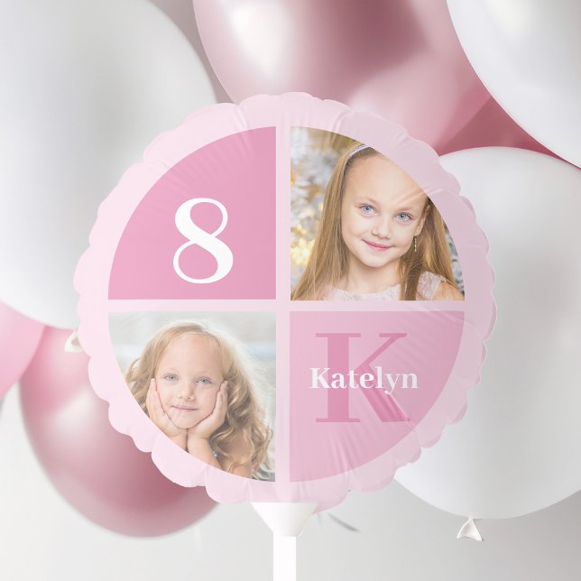 Cute Pink Photo Personalized Birthday Girl Party Balloon (Creator Uploaded)