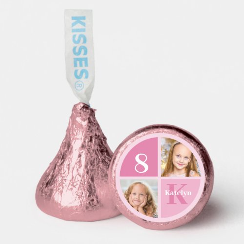 Cute Pink Photo Personalized Birthday Girl Party Hersheys Kisses