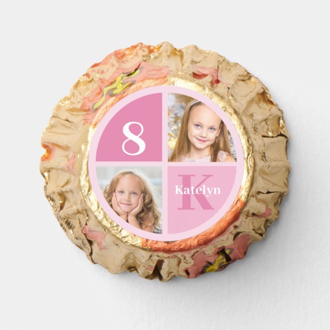 Cute Pink Photo Personalized Birthday Girl Party Reese's Peanut Butter Cups (Front)
