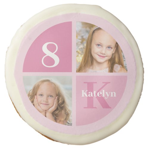 Cute Pink Photo Personalized Birthday Girl Party Sugar Cookie