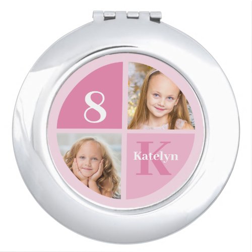 Cute Pink Photo Personalized Little Girls Compact Mirror