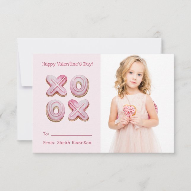 Cute Pink Photo Valentine's Day Note Card (Front)