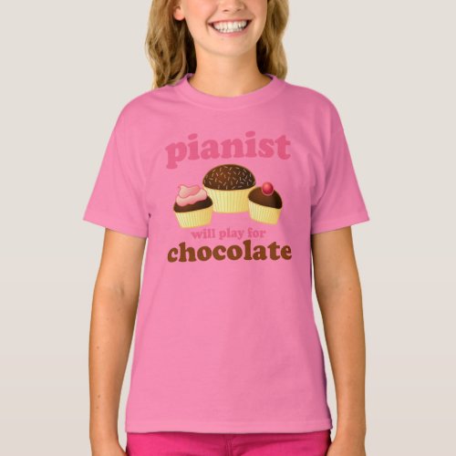 Cute Pink Piano Kids T_shirt