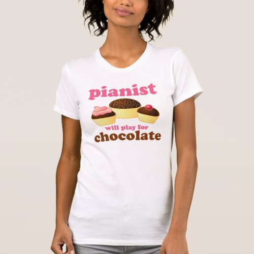 Cute Pink Piano Womens Tee Shirt