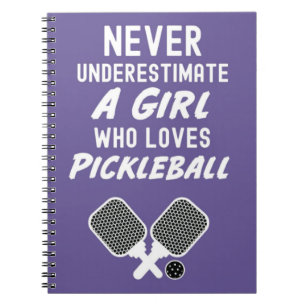 Cute Pink Pickleball Gifts Typography Notebook