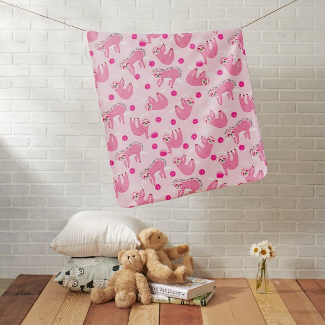  Cute Pink pickleball sloths 🦥 Baby Blanket (In Situ)