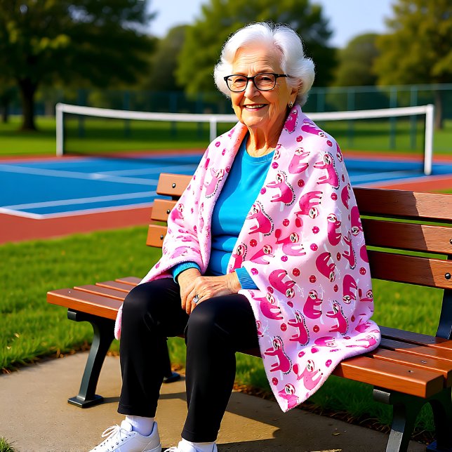  Cute Pink pickleball sloths 🦥 Fleece Blanket (Cute Pink pickleball sloths 🦥 Fleece Blanket)