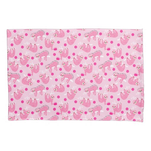  Cute Pink pickleball sloths  Pillow Case