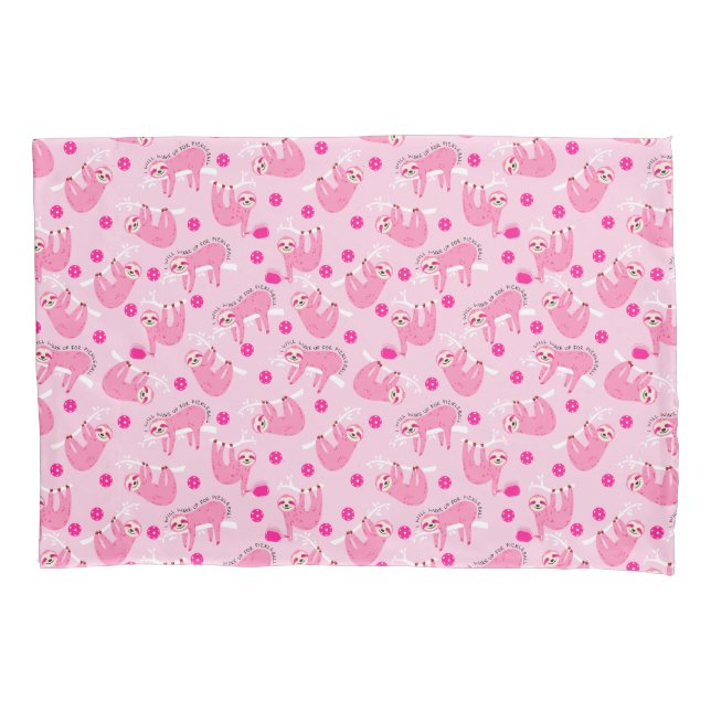  Cute Pink pickleball sloths 🦥 Pillow Case (Front)
