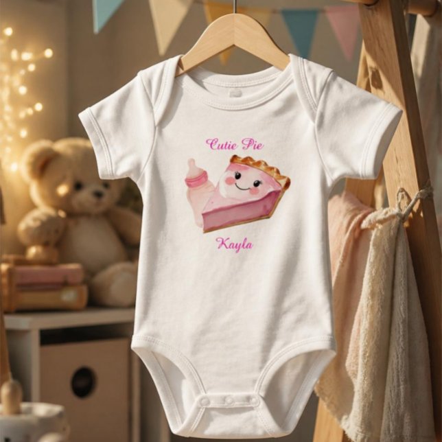 Cute Pink Pie & Bottle Infant Bodysuit  (Creator Uploaded)