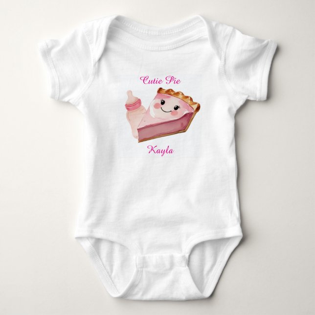 Cute Pink Pie & Bottle Infant Bodysuit  (Front)