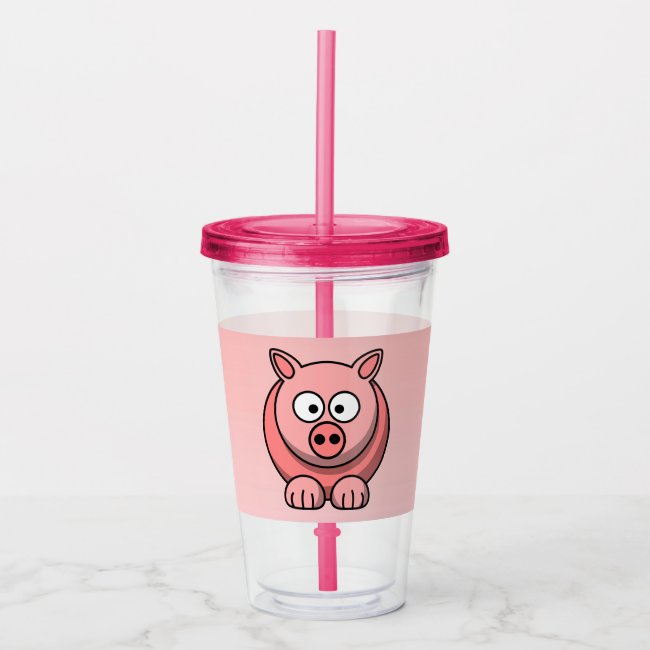 Cute Pink Pig Acrylic Tumbler