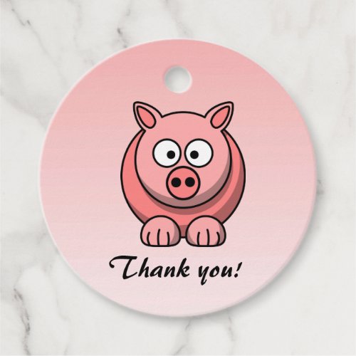 Cute Pink Pig Animal Thank You Favor Tags