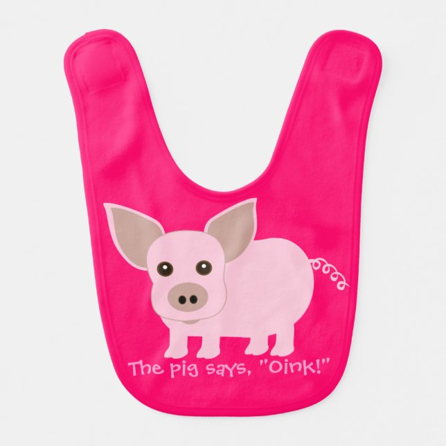 Cute Pink Pig Baby Bib (Front)